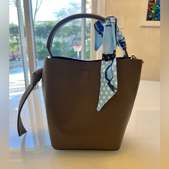 LEATHER and SUEDE CROSSBODY BAG NEUTRAL TAUPE - MADE IN ITALY NWOT - Picture 4 of 16